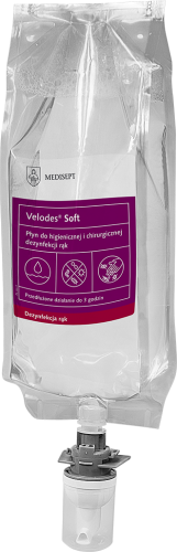 VELODES SOFT 1L - PŁYN ODKAŻAJACY RĘCE W WORKU DO SYSTEMU ZAMKNIĘTEGO