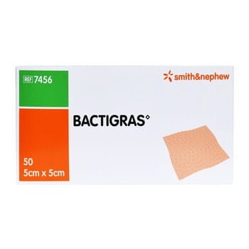 BACTIGRAS 5*5CM - OPATR. PARAFINOWY GAZOWY Z CHLORCHEKS.STERYLNY (A'50)