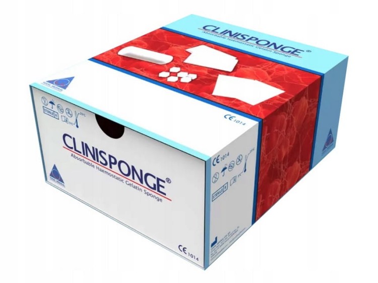 CLINISPONGE SPECJAL 80*50*1MM - GĄBKA ŻELOWA HEMOSTATYCZNA STERYL.(A'10)