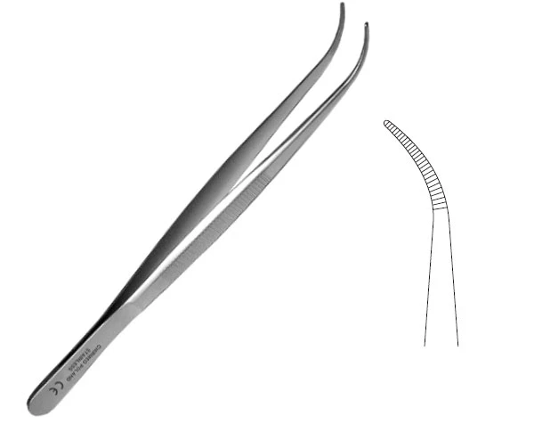 Pinceta do szwu odgięta 15cm